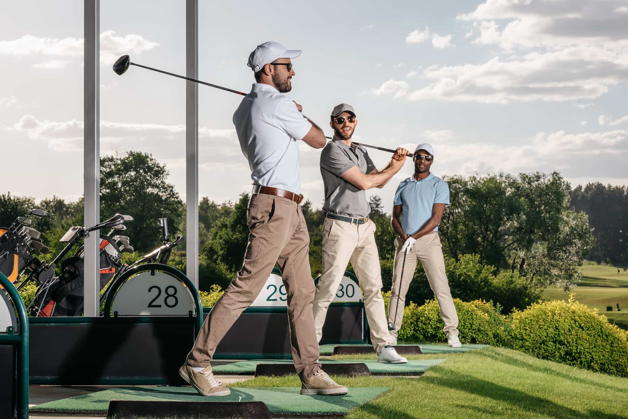 Golfers at a driving range